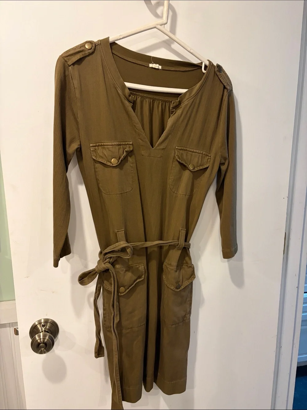 J.Crew XS Olive Green Utility Tie-Waist Women's Dress